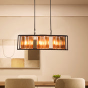 Rectangular Chandelier, 3 Lights, Oil Rubbed Bronze with Crystal Accents