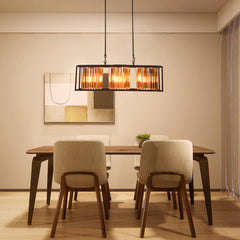 Rectangular Chandelier, 3 Lights, Oil Rubbed Bronze with Crystal Accents