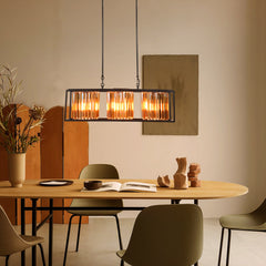 Rectangular Chandelier, 3 Lights, Oil Rubbed Bronze with Crystal Accents