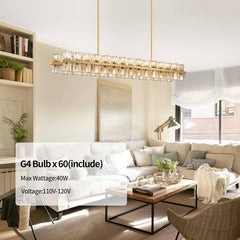 Rectangular Chandelier with 60 Lights and Clear K9 Crystal Shades