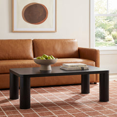 Rectangular Coffee Table, 48.03 in Wide, Black with Four Legs