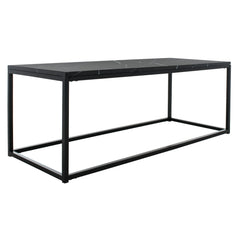 Rectangular Coffee Table, Black Metal Base with Marble-Pattern Top