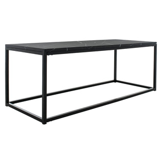 Rectangular Coffee Table, Black Metal Base with Marble-Pattern Top