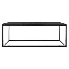 Rectangular Coffee Table, Black Metal Base with Marble-Pattern Top
