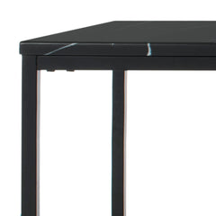Rectangular Coffee Table, Black Metal Base with Marble-Pattern Top