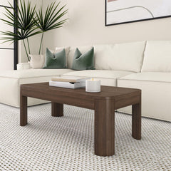 Rectangular Coffee Table with Solid Pine Wood Top and Base