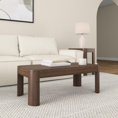 Rectangular Coffee Table with Solid Pine Wood Top and Base