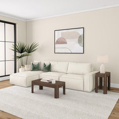 Rectangular Coffee Table with Solid Pine Wood Top and Base