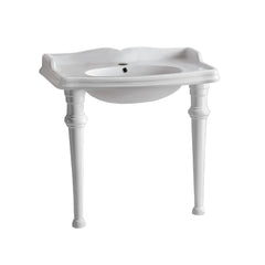 Rectangular Console Sink with Backsplash and Ceramic Legs, 35 in
