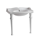 Rectangular Console Sink with Backsplash and Ceramic Legs, 35 in