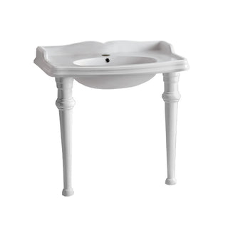 Rectangular Console Sink with Backsplash and Ceramic Legs, 35 in
