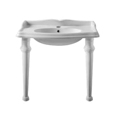 Rectangular Console Sink with Backsplash and Ceramic Legs, 35 in
