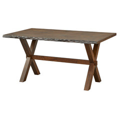 Rectangular Dining Table in Solid Rubberwood with X-Brace Legs, Brown