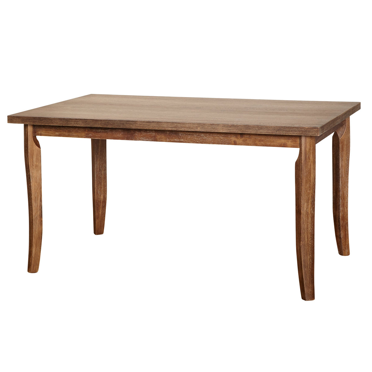 Rectangular Dining Table, Seats 6, Brown Rubberwood with Driftwood Finish