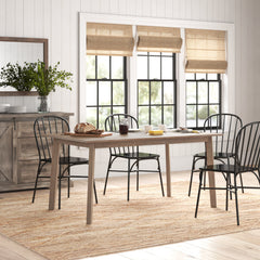 Rectangular Dining Table, Seats 6, Natural Rubberwood with Gloss Finish