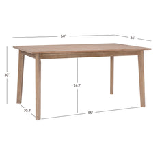 Rectangular Dining Table, Seats 6, Natural Rubberwood with Gloss Finish