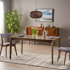 Rectangular Dining Table, Solid and Manufactured Wood, Four Tapered Legs