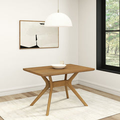 Rectangular Dining Table, Solid Pine Wood with Cross Legs in Pecan