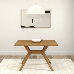 Rectangular Dining Table, Solid Pine Wood with Cross Legs in Pecan