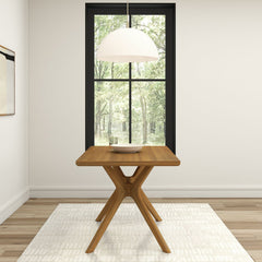 Rectangular Dining Table, Solid Pine Wood with Cross Legs in Pecan