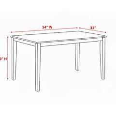 Rectangular Dining Table, Solid Rubberwood, 54 x 32 Inch, Cherry