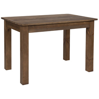Rectangular Dining Table with Four Legs, Solid Pine, Antique Rustic