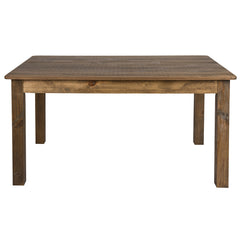 Rectangular Dining Table with Four Legs, Solid Pine, Antique Rustic
