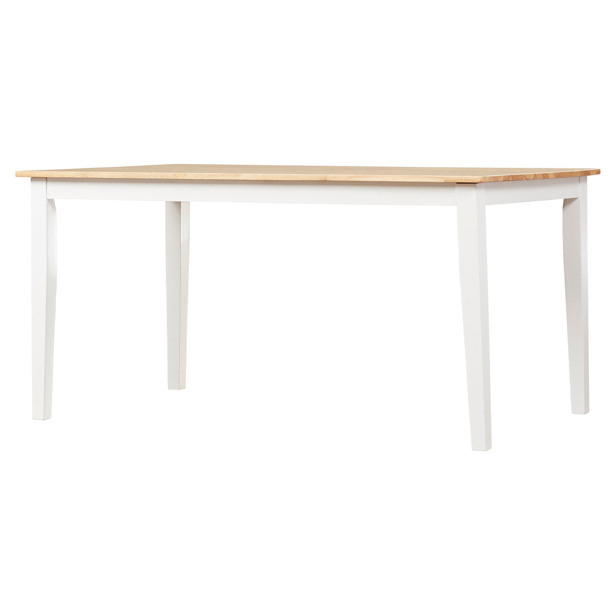 Rectangular Dining Table with Solid Wood Base in White and Natural