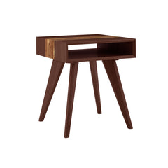 Rectangular End Table, Solid Bamboo with Open Cubby in Sable