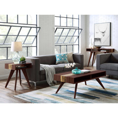 Rectangular End Table, Solid Bamboo with Open Cubby in Sable