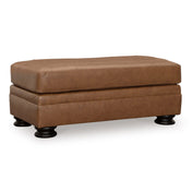 Rectangular Ottoman in Brown Leather Match with Black Plastic Legs