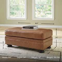 Rectangular Ottoman in Brown Leather Match with Black Plastic Legs