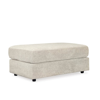 Rectangular Ottoman in Chenille with Tapered Legs, Stone