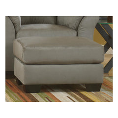 Rectangular Ottoman in Cobblestone Polyester with Espresso Legs