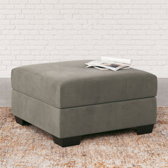 Rectangular Ottoman in Cobblestone Polyester with Espresso Legs