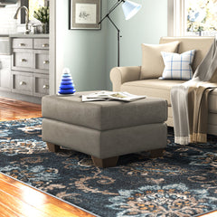 Rectangular Ottoman in Cobblestone Polyester with Espresso Legs