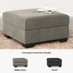 Rectangular Ottoman in Cobblestone Polyester with Espresso Legs