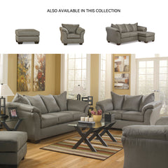 Rectangular Ottoman in Cobblestone Polyester with Espresso Legs