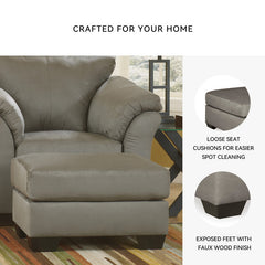 Rectangular Ottoman in Cobblestone Polyester with Espresso Legs