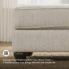 Rectangular Ottoman in Fog Polyester with Plastic Legs