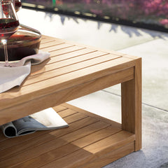 Rectangular Outdoor Coffee Table, 55 In Wide, Solid Wood in Natural