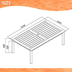 Rectangular Outdoor Dining Table, Eucalyptus Wood with Umbrella Hole, Brown