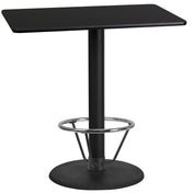 Rectangular Pedestal Table with Black Laminate Top and Black Steel Base