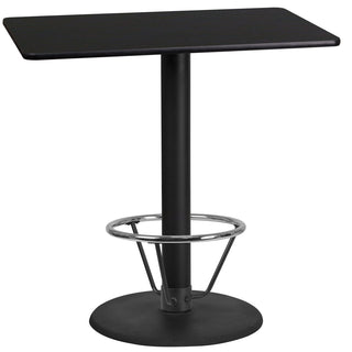 Rectangular Pedestal Table with Black Laminate Top and Black Steel Base