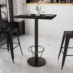 Rectangular Pedestal Table with Black Laminate Top and Black Steel Base