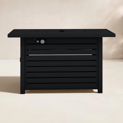 Rectangular Propane Fire Pit Table, 42 in W, Black Powder Coated Steel