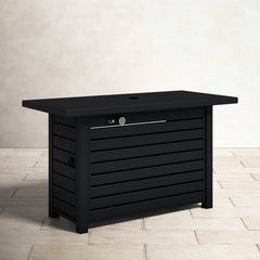 Rectangular Propane Fire Pit Table, 42 in W, Black Powder Coated Steel