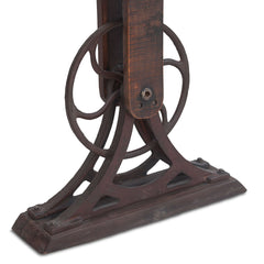 Rectangular Table, Solid Teak Top in Natural Iron with Brown Metal Pedestal Base
