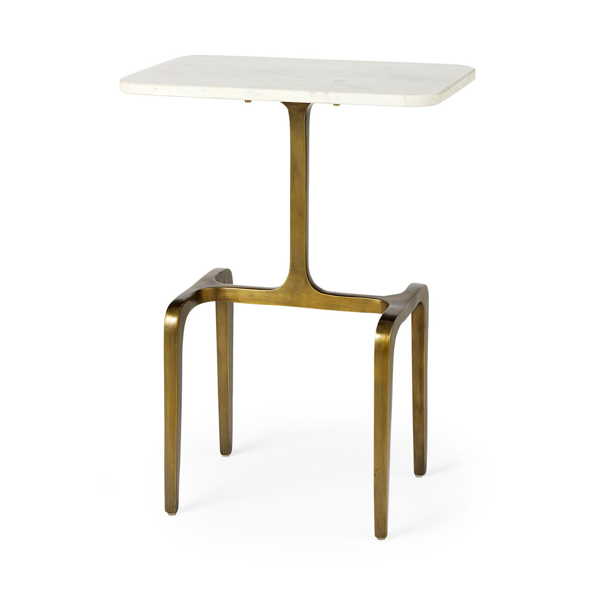 Rectangular Table, White Marble Top with Gold Metal Base