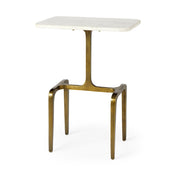 Rectangular Table, White Marble Top with Gold Metal Base